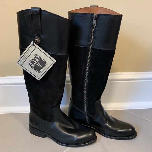 FRYE Melissa Button Black Riding Boots - Picture 1 of 8